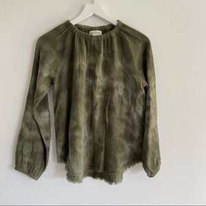 Cloth & Stone Tie Dye Muslin Long Sleeve Green Top XS